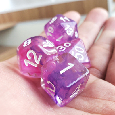 Colorful pink purple starry sky Resin Boarding Dice Set  dnd dice