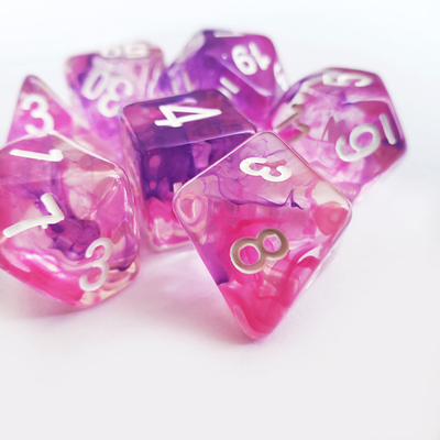 Colorful pink purple starry sky Resin Boarding Dice Set  dnd dice