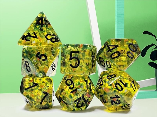 Yellow flash Resin Boarding Dice Set  dnd dice