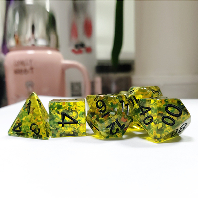 Yellow flash Resin Boarding Dice Set  dnd dice