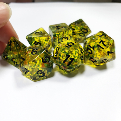 Yellow flash Resin Boarding Dice Set  dnd dice
