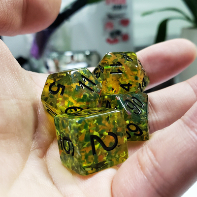 Yellow flash Resin Boarding Dice Set  dnd dice