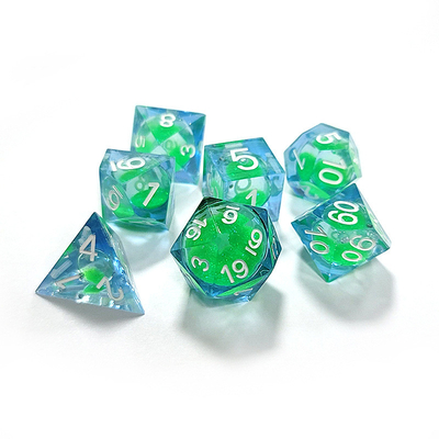 Green liquid flowing sand Resin multi -noodle tablet game dice set  dnd dice