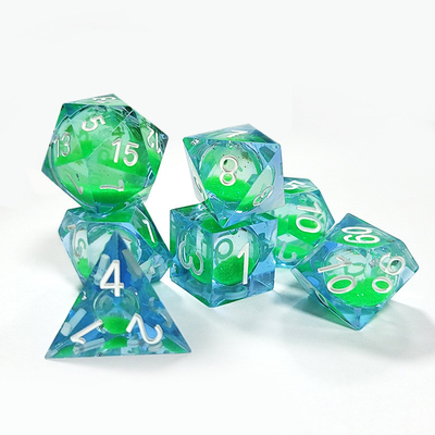 Green liquid flowing sand Resin multi -noodle tablet game dice set  dnd dice