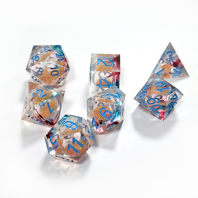 Khaki liquid flow sand Resin multi -noodle tablet game dice set  dnd dice