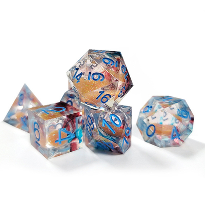 Khaki liquid flow sand Resin multi -noodle tablet game dice set  dnd dice