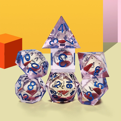 Red flow sand Resin multi -noodle tablet game dice set  dnd dice