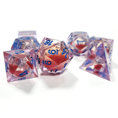 Red flow sand Resin multi -noodle tablet game dice set  dnd dice