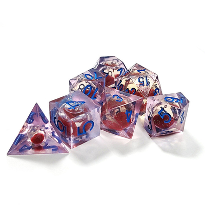 Red flow sand Resin multi -noodle tablet game dice set  dnd dice