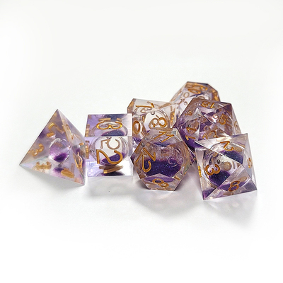 Purple flowing sand Resin multi -noodle tablet game dice set  dnd dice