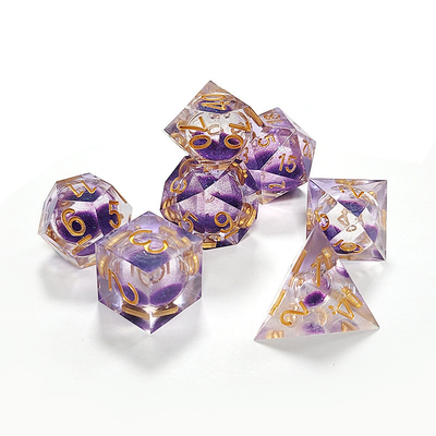 Purple flowing sand Resin multi -noodle tablet game dice set  dnd dice