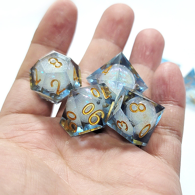 White flow sand ​ Resin multi -noodle tablet game dice set  dnd dice