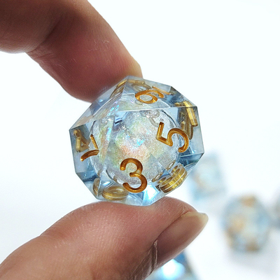 White flow sand ​ Resin multi -noodle tablet game dice set  dnd dice