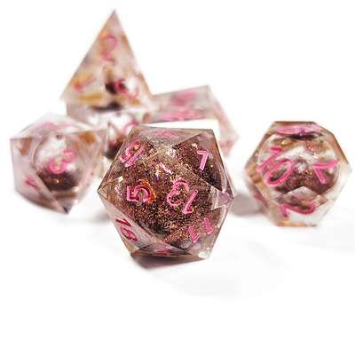 Brown Flowing Sand​ Resin Polyhedral Dice Chipping Resistant
