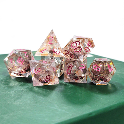 Brown Flowing Sand​ Resin Polyhedral Dice Chipping Resistant