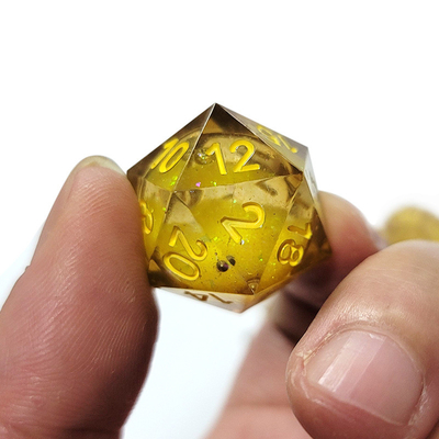 Yellow Flow Sand Resin Polyhedral Dice Handcraft 7PCS