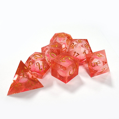 Light Red Crystal Resin Polyhedral Dice Tasteless Non Toxic
