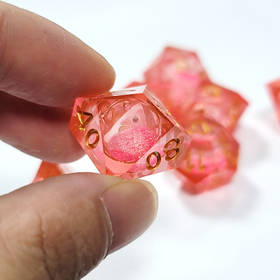 Light Red Crystal Resin Polyhedral Dice Tasteless Non Toxic