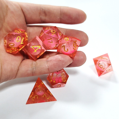 Light Red Crystal Resin Polyhedral Dice Tasteless Non Toxic