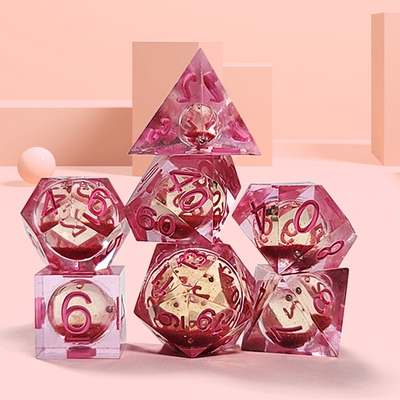 Flowing Sand Rouge Red Crystal Resin Polyhedral Dice For Lucky Activities
