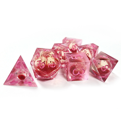 Flowing Sand Rouge Red Crystal Resin Polyhedral Dice For Lucky Activities