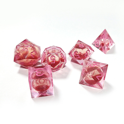 Flowing Sand Rouge Red Crystal Resin Polyhedral Dice For Lucky Activities
