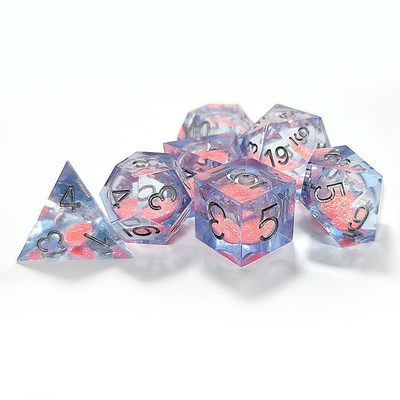 Pink Flow Sand Blue Crystal Resin Dice Multi Sided Handmade