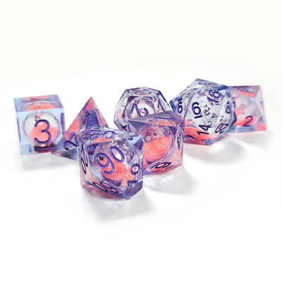 Pink Liquid Flowing Sand Resin Polyhedral Dice Multi - Noodle Tablet Game Dice Set
