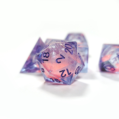 Pink Liquid Flowing Sand Resin Polyhedral Dice Multi - Noodle Tablet Game Dice Set