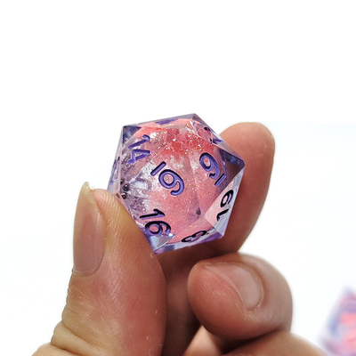 Pink Liquid Flowing Sand Resin Polyhedral Dice Multi - Noodle Tablet Game Dice Set
