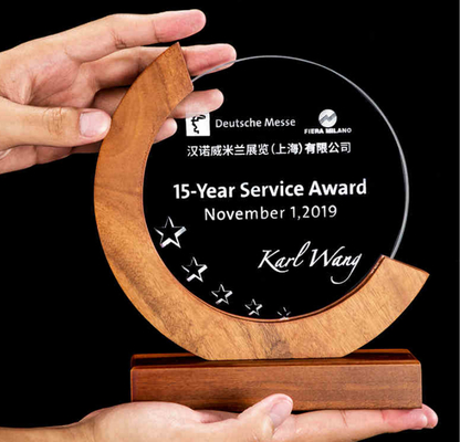 Individualized Custom Resin Trophies Crystal And Solid Wood Combination Trophy