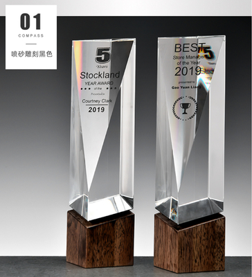 Individualized Custom Resin Trophies Crystal And Solid Wood Combination Trophy
