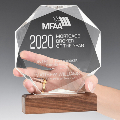 Wooden Base Custom Resin Trophies Personalized Crystal Trophy