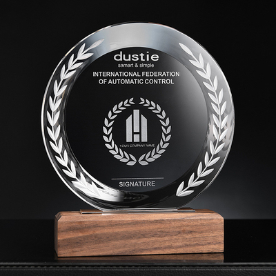 Wooden Base Custom Resin Trophies Personalized Crystal Trophy