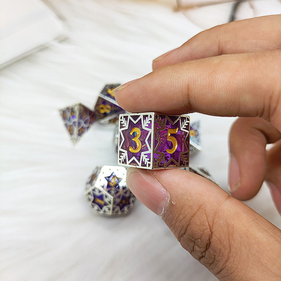 Purple resin&amp;snowflake metal frame tabletop role-playing game specific multi sided dice set