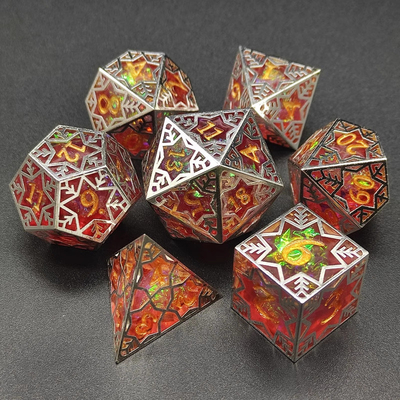Purple resin&amp;snowflake metal frame tabletop role-playing game specific multi sided dice set