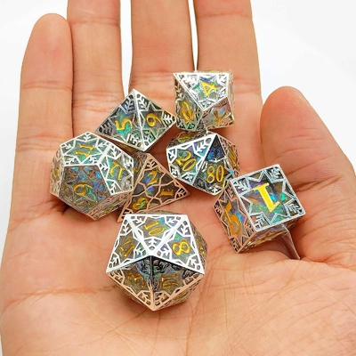 Purple resin&amp;snowflake metal frame tabletop role-playing game specific multi sided dice set