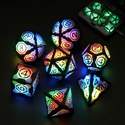 Plastic LED Luminous Dice Rechargeable Football Table Game Multi Faced Dice Set