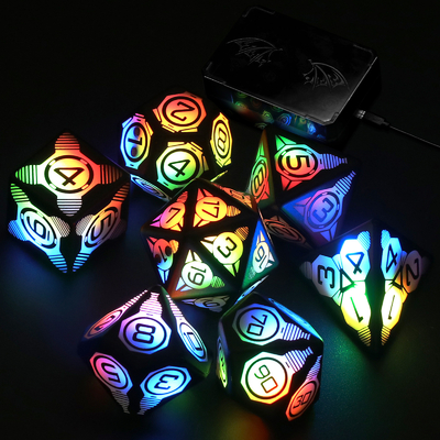 Plastic LED Luminous Dice Rechargeable Football Table Game Multi Faced Dice Set