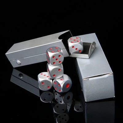 Aluminum alloy dice color portable aluminum rounded corner casino KTV gambling game customized carving dice set