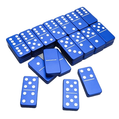 Double 6 Six Metal Domino Set With 28 Giant Aluminum Alloy Domino Blocks Laser Printed Desktop Game“Pai Jiu”