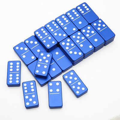 Double 6 Six Metal Domino Set With 28 Giant Aluminum Alloy Domino Blocks Laser Printed Desktop Game“Pai Jiu”