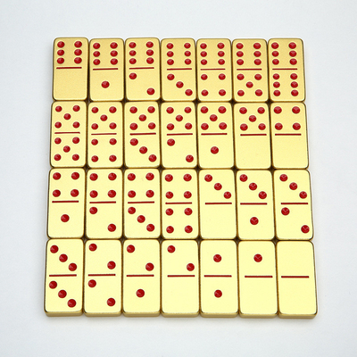 Double 6 Six Metal Domino Set With 28 Giant Aluminum Alloy Domino Blocks Laser Printed Desktop Game“Pai Jiu”