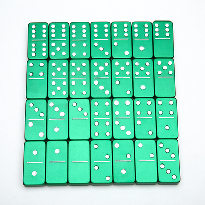 Double 6 Six Metal Domino Set With 28 Giant Aluminum Alloy Domino Blocks Laser Printed Desktop Game“Pai Jiu”