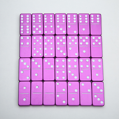 Double 6 Six Metal Domino Set With 28 Giant Aluminum Alloy Domino Blocks Laser Printed Desktop Game“Pai Jiu”