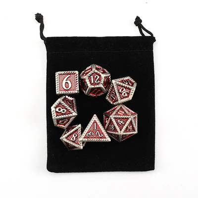 DND metal dice, Dragon and Dungeon polyhedral RPG dice, 7 tabletop game dragon scale dice