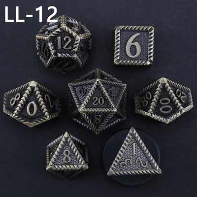 DND metal dice, Dragon and Dungeon polyhedral RPG dice, 7 tabletop game dragon scale dice