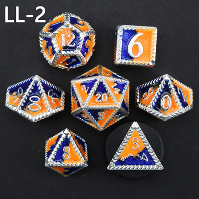 DND metal dice, Dragon and Dungeon polyhedral RPG dice, 7 tabletop game dragon scale dice