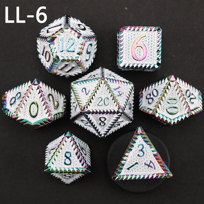 DND metal dice, Dragon and Dungeon polyhedral RPG dice, 7 tabletop game dragon scale dice