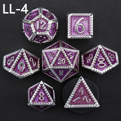 DND metal dice, Dragon and Dungeon polyhedral RPG dice, 7 tabletop game dragon scale dice